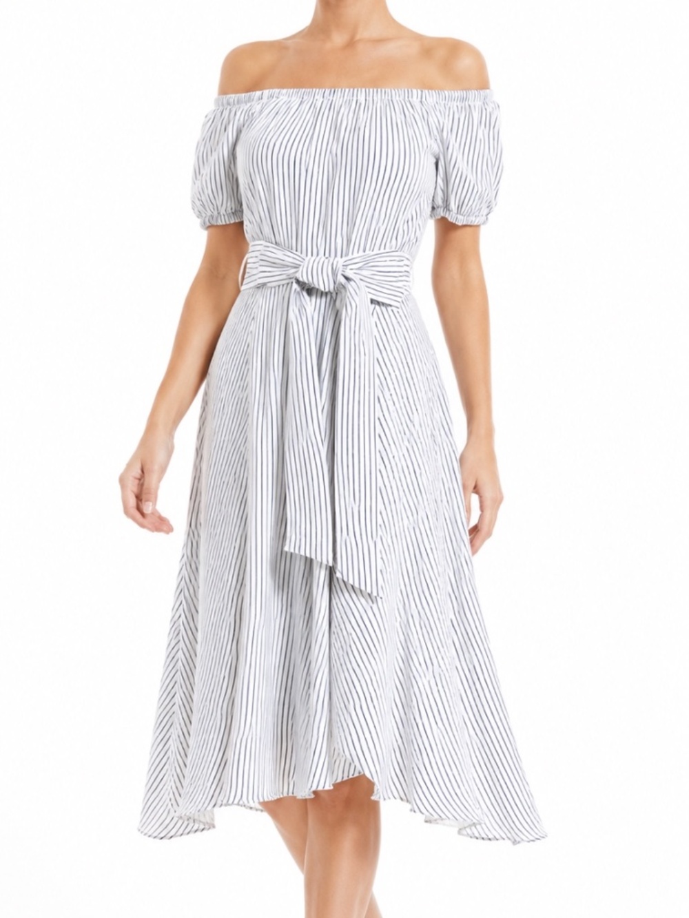 Antonio Melani Bethany Dress Blue White Stripe Off Shoulder Midi 6